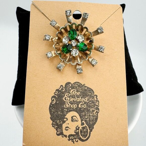 Vintage 1950s Signed Scitarelli Starburst Pendant/Brooch Mid-Century Modern Glam - Picture 3 of 7